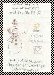 Snowman primitive inspirational stitchery