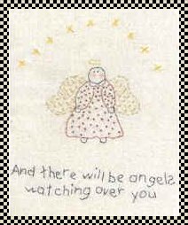 Angels watching over you primitive inspirational stitchery