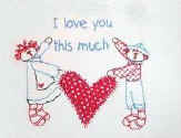 Raggedy Ann and Andy I love you this much stitchery pattern